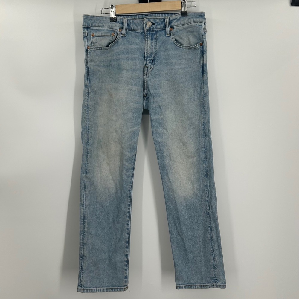 American Eagle Flex Straight Leg Jeans Light Wash Blue 32x30 Denim 0731